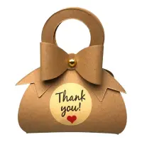 Cutie mică în formă de gentuță cu sticker Thank You - kraft (set 50 buc) 6.5x13x3.5cm - Default Title