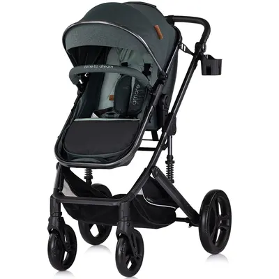 Carucior pentru copii Chipolino Amore Basil 2 in 1 cu sezut reversibil, maner reglabil, suspensii, husa de picioare, gentuta, suport pahar, greutate admisa 22 kg