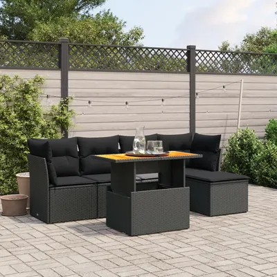 Gossi set mobilier de gradina cu perne, 6 piese, negru, poliratan