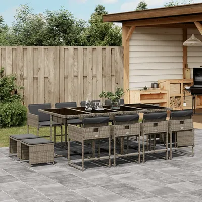 Gossi set mobilier de gradina cu perne, 13 piese, gri, poliratan