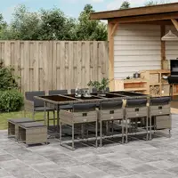 Gossi set mobilier de gradina cu perne, 13 piese, gri, poliratan