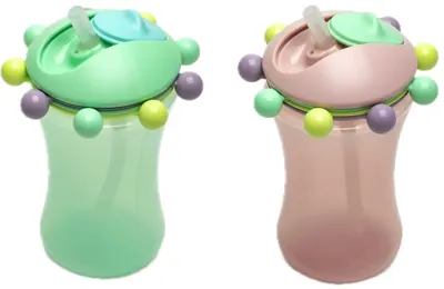 Set de sticle Melii - Roz și verde, 340 ml, 2 buc