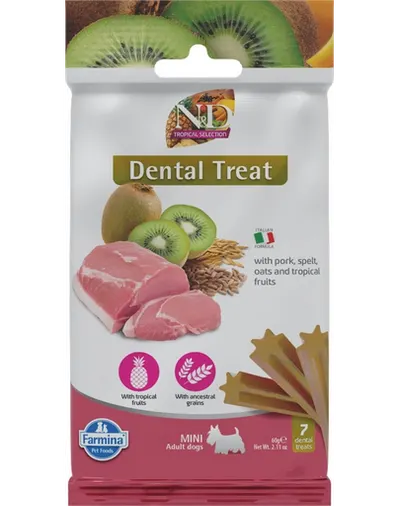 FARMINA N&D Tropical Selection Dental Treat Pork Mini 60 g baton dentar pentru caini de rase mici, cu porc
