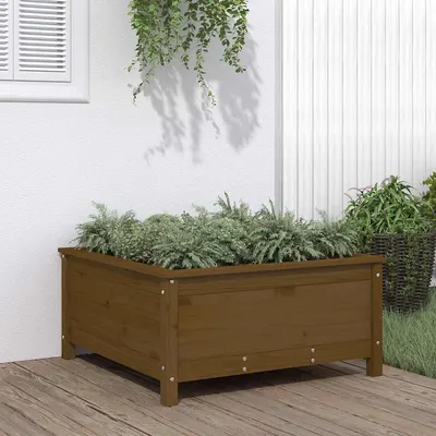 vidaXL Jardinieră grădină, maro miere, 82,5x82,5x39 cm lemn masiv pin