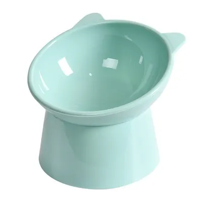 Bol din plastic, cu picior inalt, pentru pisici, verde, 13 x 11 xm