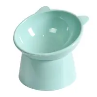 Bol din plastic, cu picior inalt, pentru pisici, verde, 13 x 11 xm
