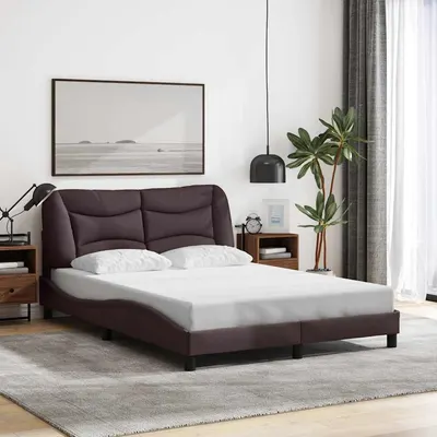 vidaXL Cadru de pat fără saltea, Hvar, maro închis, 140x200 cm, textil