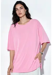 Tricou dama - tricou cu guler rotund - maneca scurta - roz pudra - 80% modal - 20% poliester
