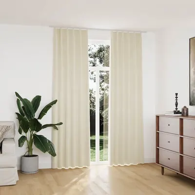 vidaXL Draperii opace, 2 buc., crem, 140x245 cm, catifea, cu cârlige