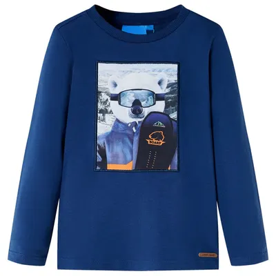 Tricou pentru copii cu mâneci lungi,, albastru jeans, 116