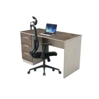 Set NovaEdge & ComfortPro - Birou cu dulap lateral si Scaun de birou ergonomic cu suport lombar fix