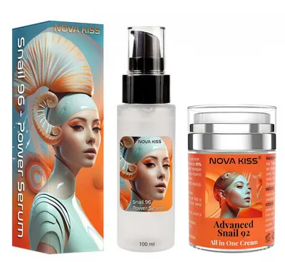 Set Facial Secretie Firltrata de Melc NOVA KISS cu Ser 96% Snail Power si Crema Advanced Snail 92 All in One
