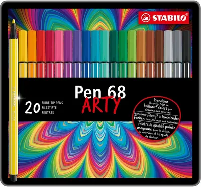 Pixuri marcatoare Stabilo Arty - Pen 68, 20 culori , cutie metalică