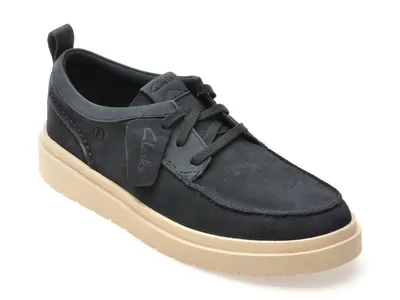 Mocasini CLARKS bleumarin, POLDEN MOC, din piele intoarsa