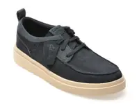 Mocasini CLARKS bleumarin, POLDEN MOC, din piele intoarsa