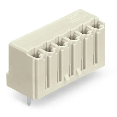 THT female header; 0.4 x 1.3 mm solder pin; straight; Pin spacing 5 mm; 6-pole; light gray