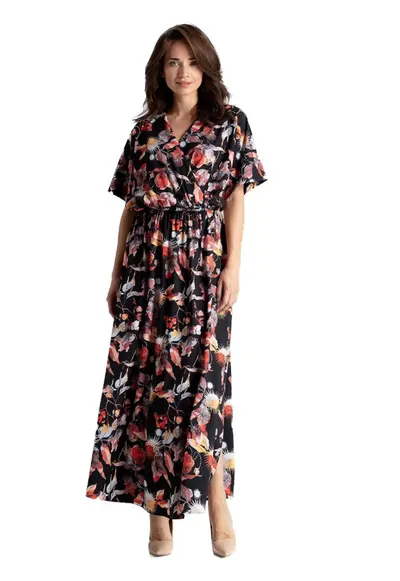 Rochie maxi dama Davide L055 negru rosu - Maro