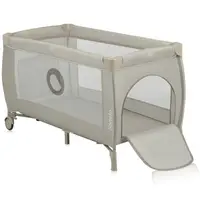 Patut pliant, Lionelo, Stefi Plus, Cu doua nivele, Cu intrare laterala cu fermoar, 2 roti, 120 x 60 cm, Conform cu standardul european de securitate EN 716, Bej
