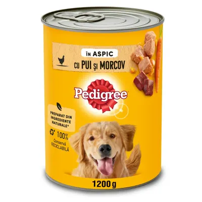 PEDIGREE, XS-XL, Pui și Morcov, conservă hrană umedă câini, (în aspic), 1200g