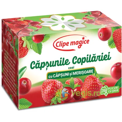 Ceai Clipe Magice cu Capsuni si Merisoare - Capsunile Copilariei 20dz
