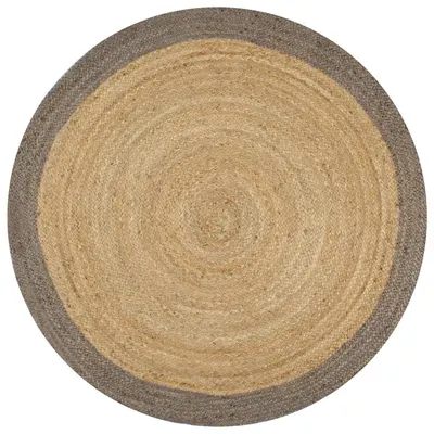 vidaXL Covor manual cu margine gri, 120 cm, iută