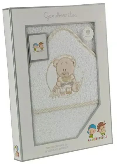 Prosop pentru bebeluși Gamberritos - Urs, 100 х 100 cm, margini bej