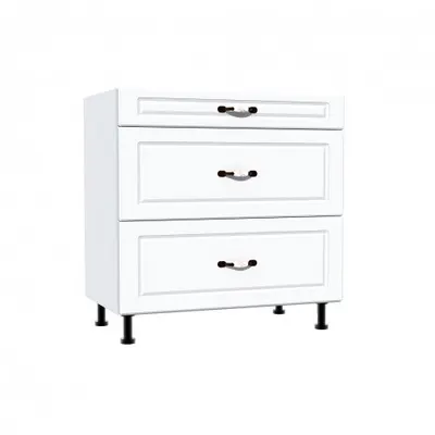 Corp inferior 80 cu 3 sertare metalice greutate Zebra MDF alb