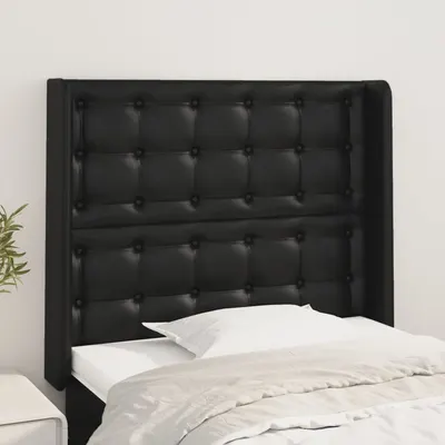 vidaXL Tăblie de pat cu aripioare, negru, 93x16x118/128 cm, piele eco
