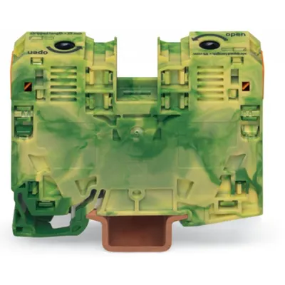 Clema Power Cage pe sina DIN conductor 6.....35 mm Wago 285-137, galben verde