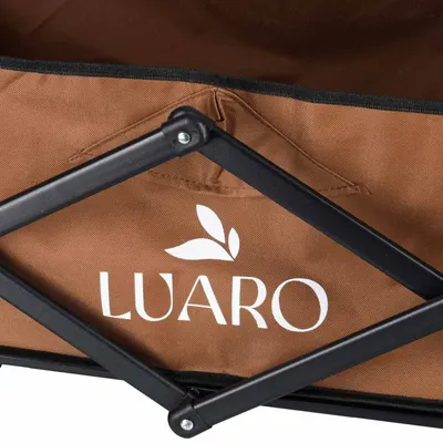 Carucior de transport universal 2 in 1 Ikonka Brown, model pliabil, cu maner reglabil, sasiu din otel rezistent, buzunare exterioare si Masuta de campare inclusa