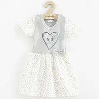 Rochita, New Baby, Cu maneca scurta, In forma de A, Din 100% bumbac certificat Oeko Tex Standard 100, Marime 80, 9-12 luni, Hearts