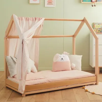 Patut pentru bebeluși Italbaby - Nanan Montessori, cu barieră, Natural
