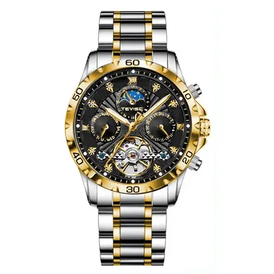 Ceas barbati Tevise Mecanic Automatic Business Analog Elegant Argintiu Negru