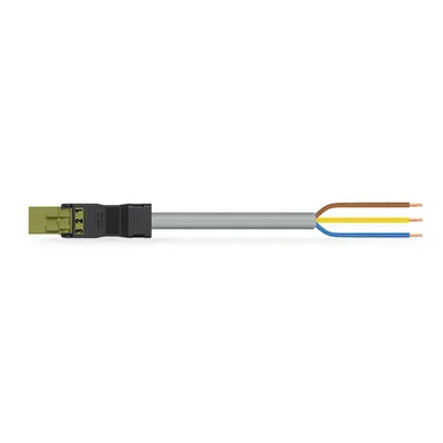 pre-assembled connecting cable; Eca; Plug/open-ended; 3-pole; Cod. B; 1 m; 1,50 mm²; light green