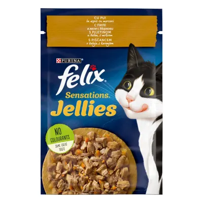 Hrana umeda pentru pisici Felix Sensation, cu pui si morcovi, 85g 85g