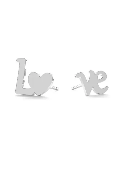 Cercei LOVE din Argint 925 - inchizatoare fluturas - tip surub - Argintiu