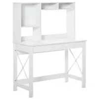 HOMCOM Birou cu depozitare birou bibliotecă birou din lemn modern cu rafturi și blat mare pentru spații mici birou acasă dormitor, 105 x 50 x 137,5 cm, alb | Aosom Romania