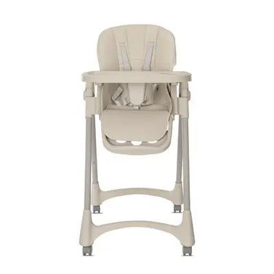 Scaun de masa pentru copii Lorelli Tummy Time Beige reglabil in multiple pozitii, roti din silicon, 2 tavite detasabile, centuri de siguranta, suport pentru picioare