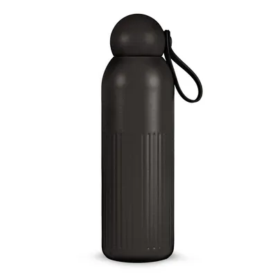 Sticlă termică neagră cu pai din oțel inoxidabil 500 ml Tekla – Sagaform