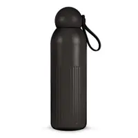 Sticlă termică neagră cu pai din oțel inoxidabil 500 ml Tekla – Sagaform