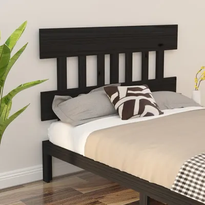 vidaXL Tăblie de pat, negru, 143,5x3x81 cm, lemn masiv de pin