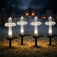 Set 4 x Cruce solara LED pentru mormant
