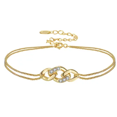 Bratara din argint 925 pentru dama, JW1774, model dublu, placata cu aur