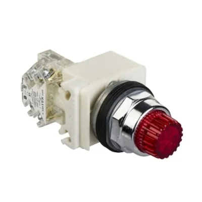 Buton Luminos Rosu Ø 30 - Aparent, Revenire Cu Arc - 24V - 1 Co