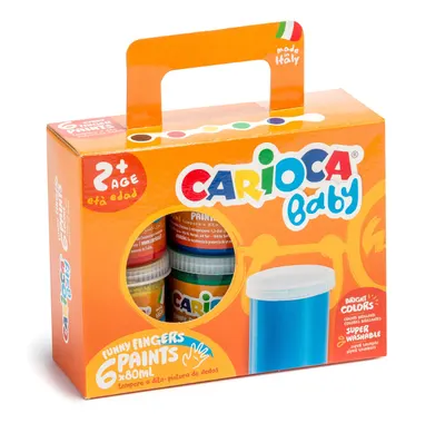 Set 6 cutii acuarele, Carioca, Baby Finger Paint, 80 ml