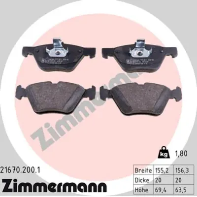 Set placute frana, frana disc ZIMMERMANN 21670.200.1