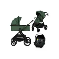 Carucior 3 in 1, Lionelo, Layla, Pana la 22 kg, Cadru aluminiu, Cu landou intarit si salteluta din spuma AirDots, Cu scoica auto testata ADAC, Reversibil, Cu ventilatie 3D, Cu accesorii, EN1888-1, EN1888-2, EN1466, Verde