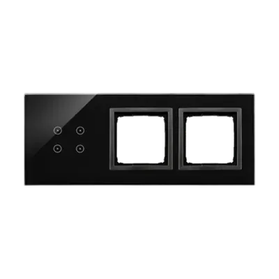 Panou Touch 3 module, modul 1:4 comenzi touch, module 2 si 3: spatii pentru module antracit Simon 54, sticla neagra