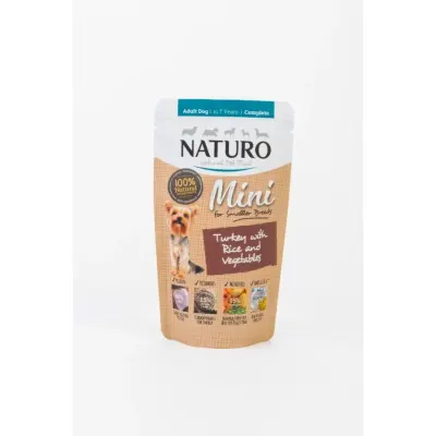 NATURO Mini, XS-S, Curcan și Orez, plic hrană umedă câini, (în suc propriu), 150g
