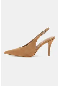 Pantofi din piele intoarsa cu varf ascutit - Caramel